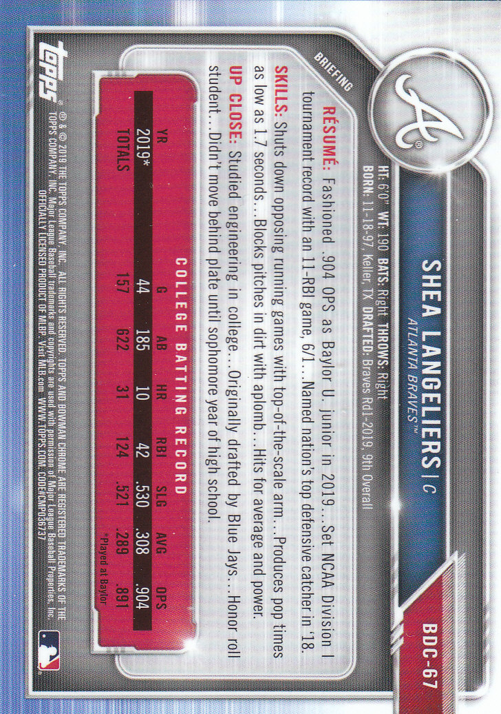 2019 Bowman Chrome Draft Baseball Part 1 Main Set Cards #BDC1 to #BDC200 - Picture 129 of 383