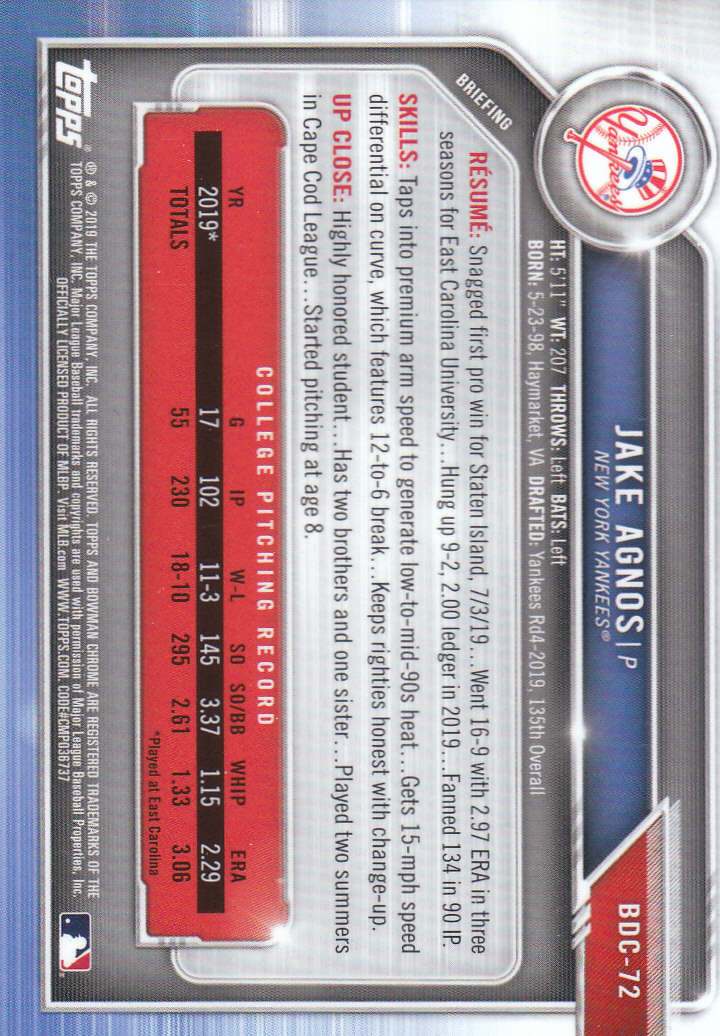 2019 Bowman Chrome Draft Baseball Part 1 Main Set Cards #BDC1 to #BDC200 - Picture 139 of 383