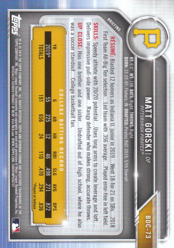 2019 Bowman Chrome Draft Baseball Part 1 Main Set Cards #BDC1 to #BDC200 - Picture 141 of 383