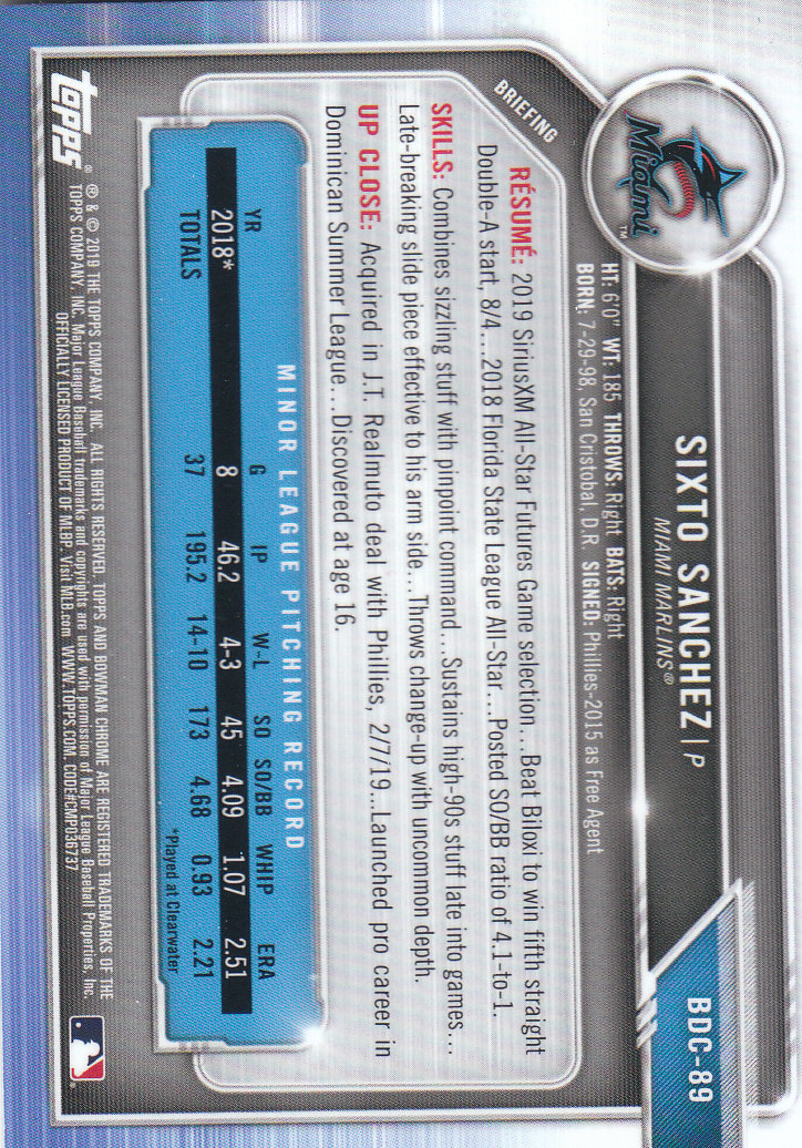 2019 Bowman Chrome Draft Baseball Part 1 Main Set Cards #BDC1 to #BDC200 - Picture 173 of 383