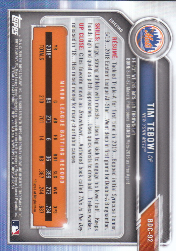 2019 Bowman Chrome Draft Baseball Part 1 Main Set Cards #BDC1 to #BDC200 - Picture 179 of 383