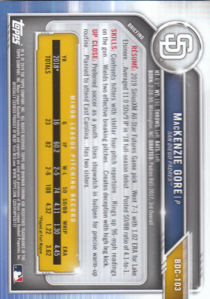 2019 Bowman Chrome Draft Baseball Part 1 Main Set Cards #BDC1 to #BDC200 - Picture 197 of 383