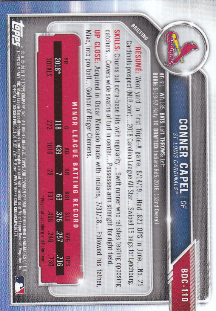 2019 Bowman Chrome Draft Baseball Part 1 Main Set Cards #BDC1 to #BDC200 - Picture 211 of 383