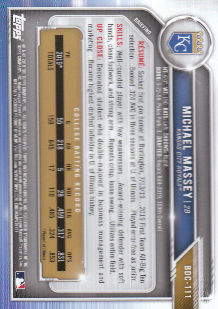 2019 Bowman Chrome Draft Baseball Part 1 Main Set Cards #BDC1 to #BDC200 - Picture 213 of 383