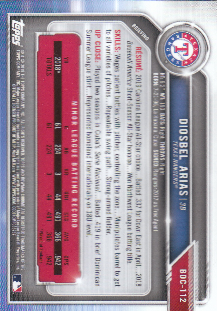 2019 Bowman Chrome Draft Baseball Part 1 Main Set Cards #BDC1 to #BDC200 - Picture 215 of 383