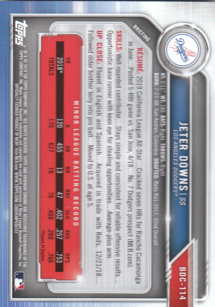 2019 Bowman Chrome Draft Baseball Part 1 Main Set Cards #BDC1 to #BDC200 - Picture 219 of 383