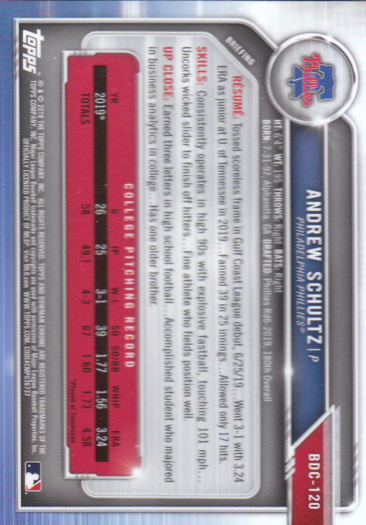 2019 Bowman Chrome Draft Baseball Part 1 Main Set Cards #BDC1 to #BDC200 - Picture 231 of 383