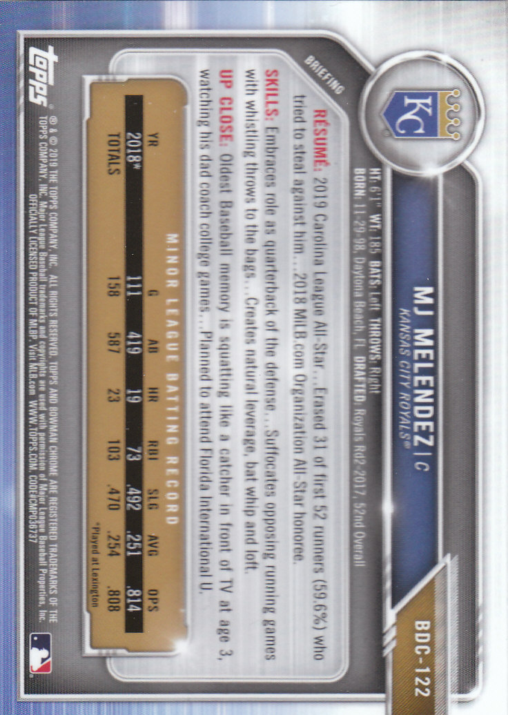 2019 Bowman Chrome Draft Baseball Part 1 Main Set Cards #BDC1 to #BDC200 - Picture 235 of 383