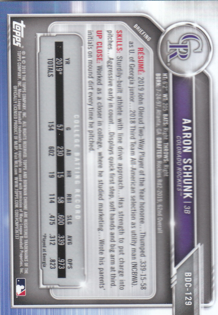 2019 Bowman Chrome Draft Baseball Part 1 Main Set Cards #BDC1 to #BDC200 - Picture 249 of 383