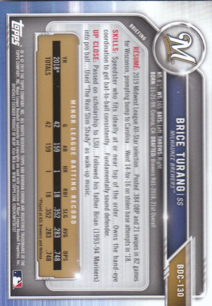 2019 Bowman Chrome Draft Baseball Part 1 Main Set Cards #BDC1 to #BDC200 - Picture 251 of 383