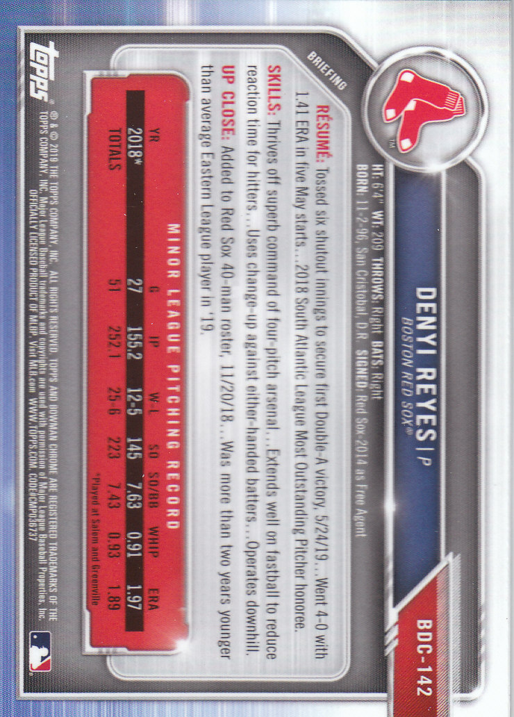 2019 Bowman Chrome Draft Baseball Part 1 Main Set Cards #BDC1 to #BDC200 - Picture 269 of 383