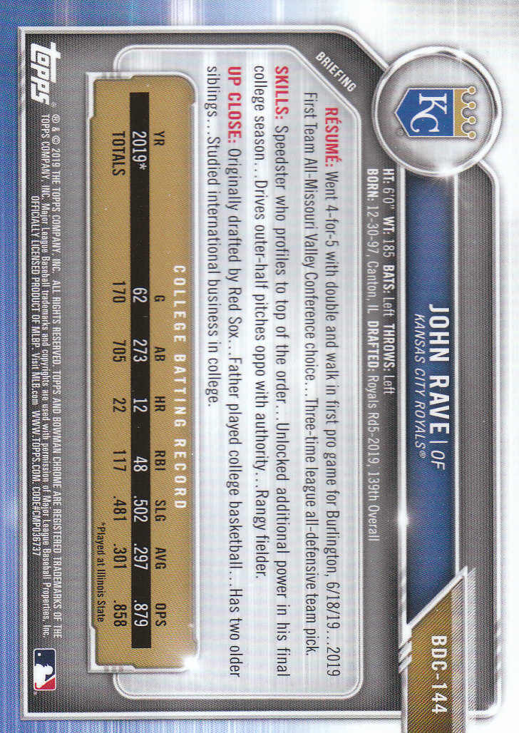 2019 Bowman Chrome Draft Baseball Part 1 Main Set Cards #BDC1 to #BDC200 - Picture 273 of 383