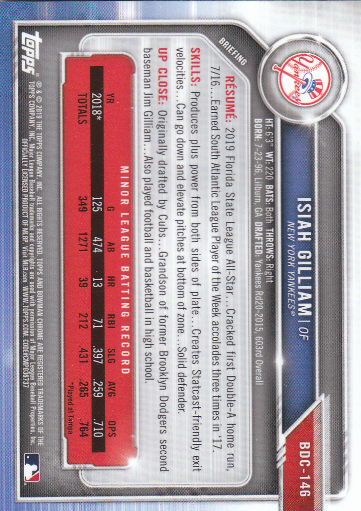 2019 Bowman Chrome Draft Baseball Part 1 Main Set Cards #BDC1 to #BDC200 - Picture 277 of 383