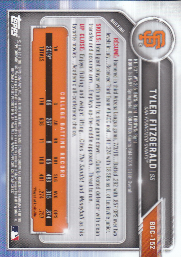 2019 Bowman Chrome Draft Baseball Part 1 Main Set Cards #BDC1 to #BDC200 - Picture 289 of 383