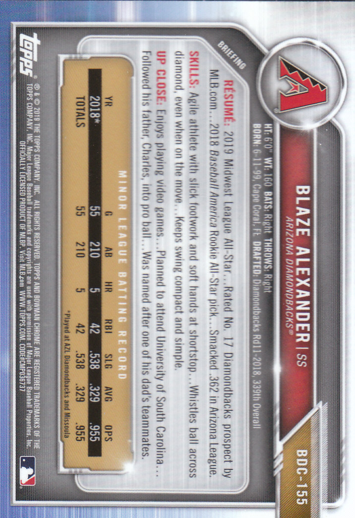 2019 Bowman Chrome Draft Baseball Part 1 Main Set Cards #BDC1 to #BDC200 - Picture 295 of 383
