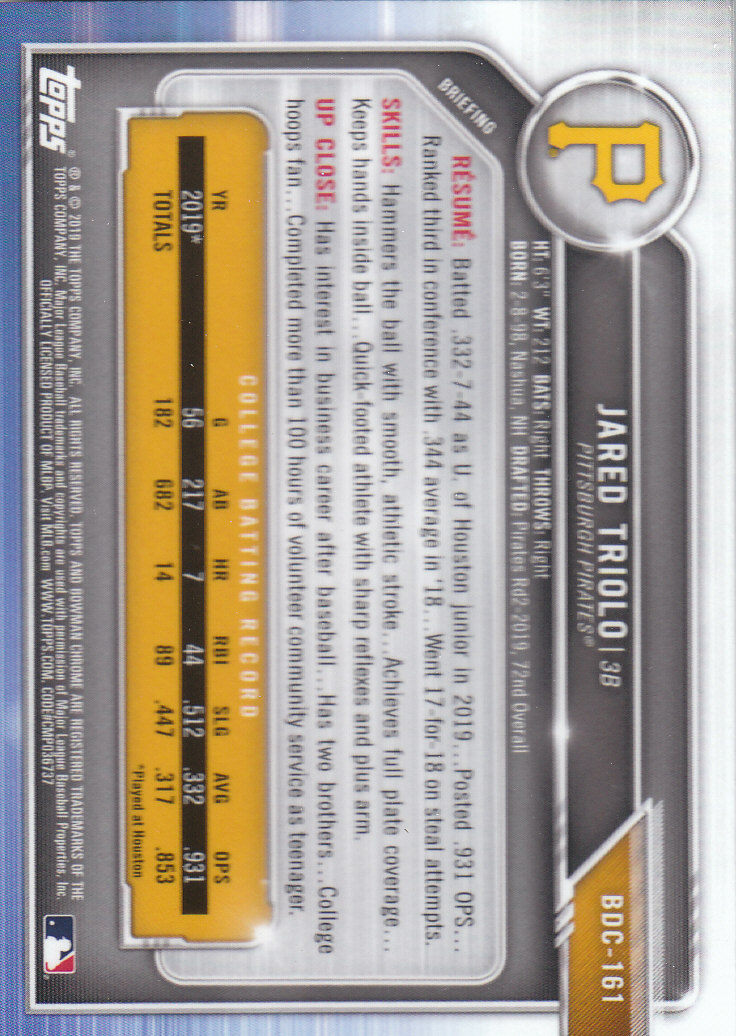 2019 Bowman Chrome Draft Baseball Part 1 Main Set Cards #BDC1 to #BDC200 - Picture 307 of 383