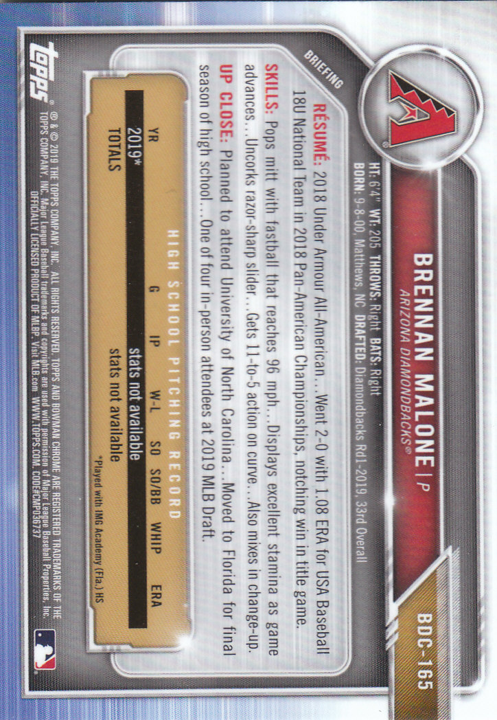 2019 Bowman Chrome Draft Baseball Part 1 Main Set Cards #BDC1 to #BDC200 - Picture 315 of 383