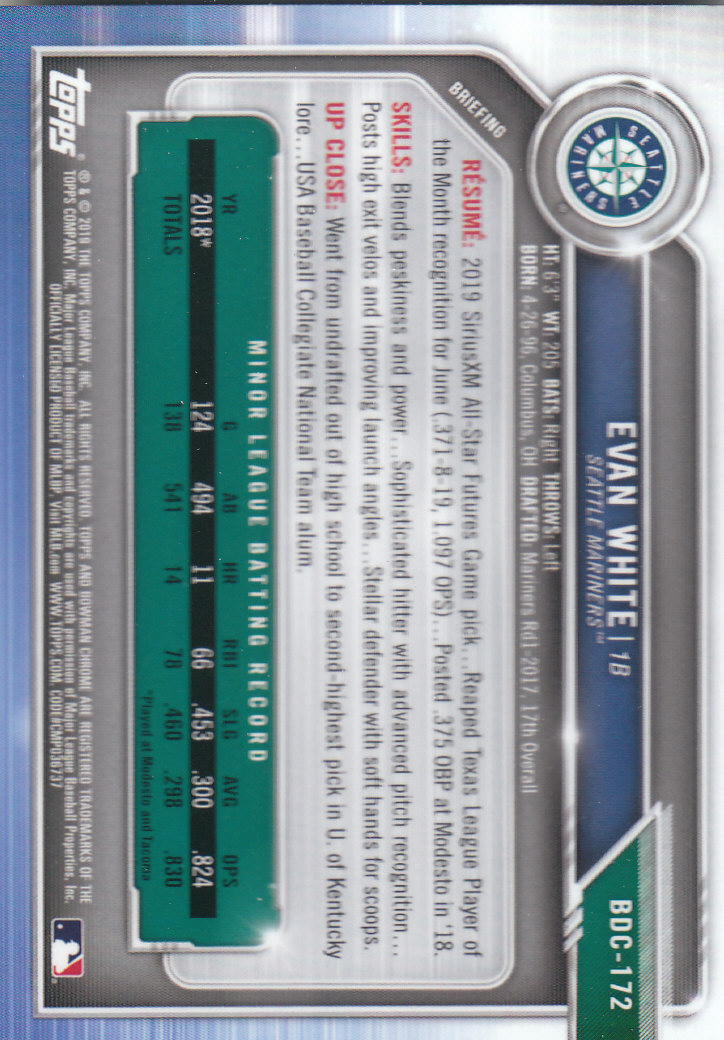 2019 Bowman Chrome Draft Baseball Part 1 Main Set Cards #BDC1 to #BDC200 - Picture 329 of 383