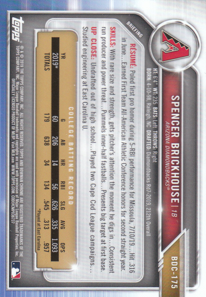 2019 Bowman Chrome Draft Baseball Part 1 Main Set Cards #BDC1 to #BDC200 - Picture 335 of 383