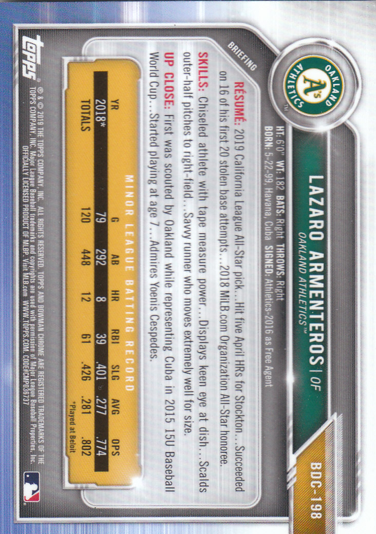 2019 Bowman Chrome Draft Baseball Part 1 Main Set Cards #BDC1 to #BDC200 - Picture 379 of 383