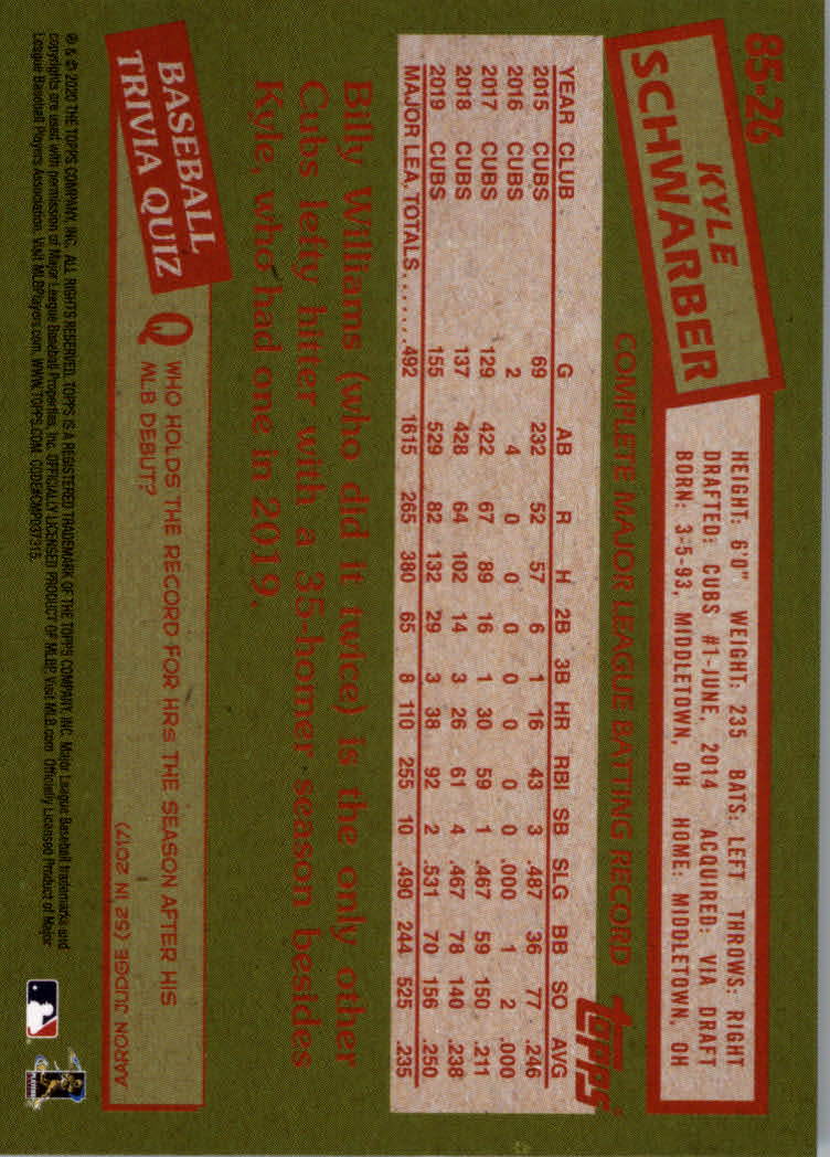2020 Topps Baseball '85 Topps Series 1 Insert - Parallel - Relic Cards - Picture 9 of 43