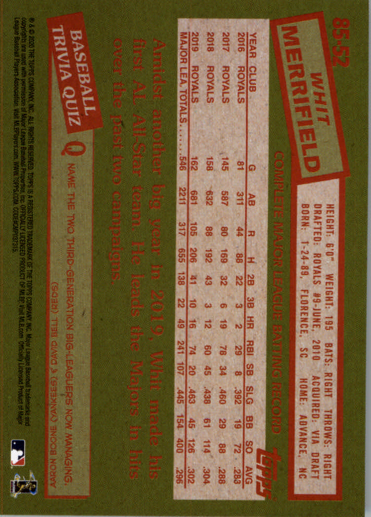 2020 Topps Baseball '85 Topps Series 1 Insert - Parallel - Relic Cards - Picture 21 of 43