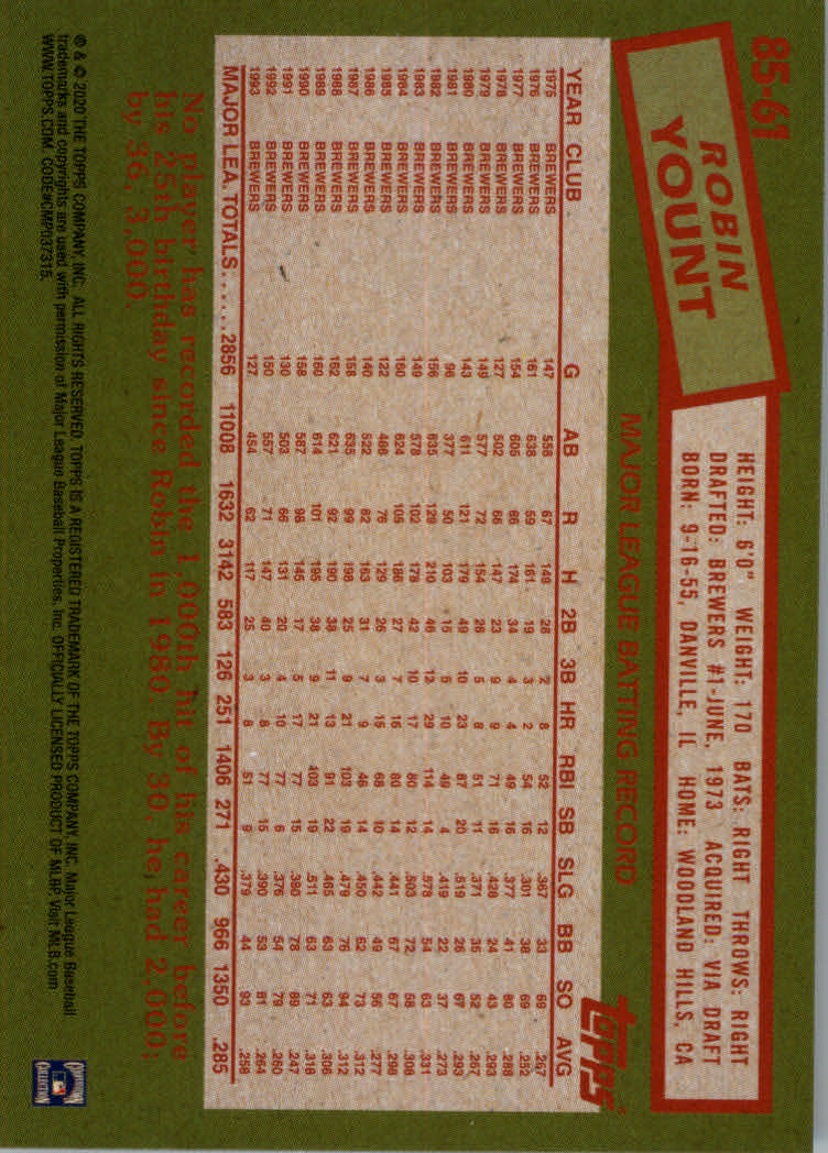 2020 Topps Baseball '85 Topps Series 1 Insert - Parallel - Relic Cards - Picture 27 of 43
