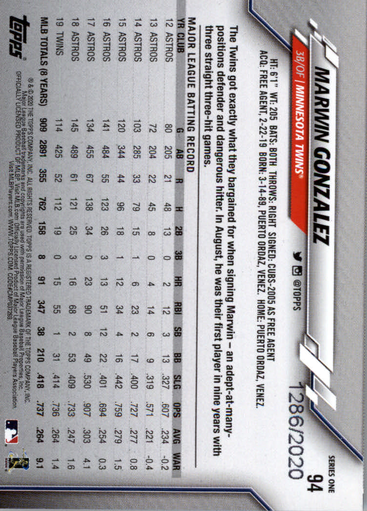 2020 Topps Baseball Gold Parallel Cards #D/2020 - Bild 9 von 83