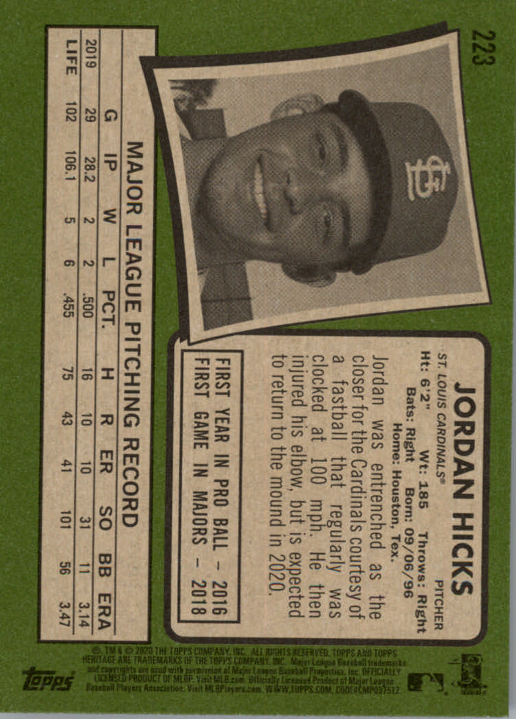 2020 Topps Heritage Baseball Part 1 Main Set Cards #1-#250 Rookies and Veterans - Picture 435 of 485