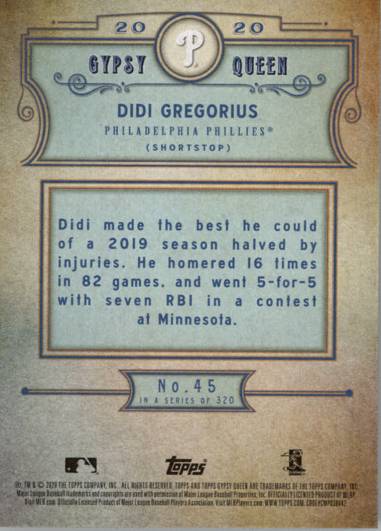 2020 Topps Gypsy Queen Baseball Part 1 Main Set Cards #1 to #150 RCs and VETs - Picture 89 of 291