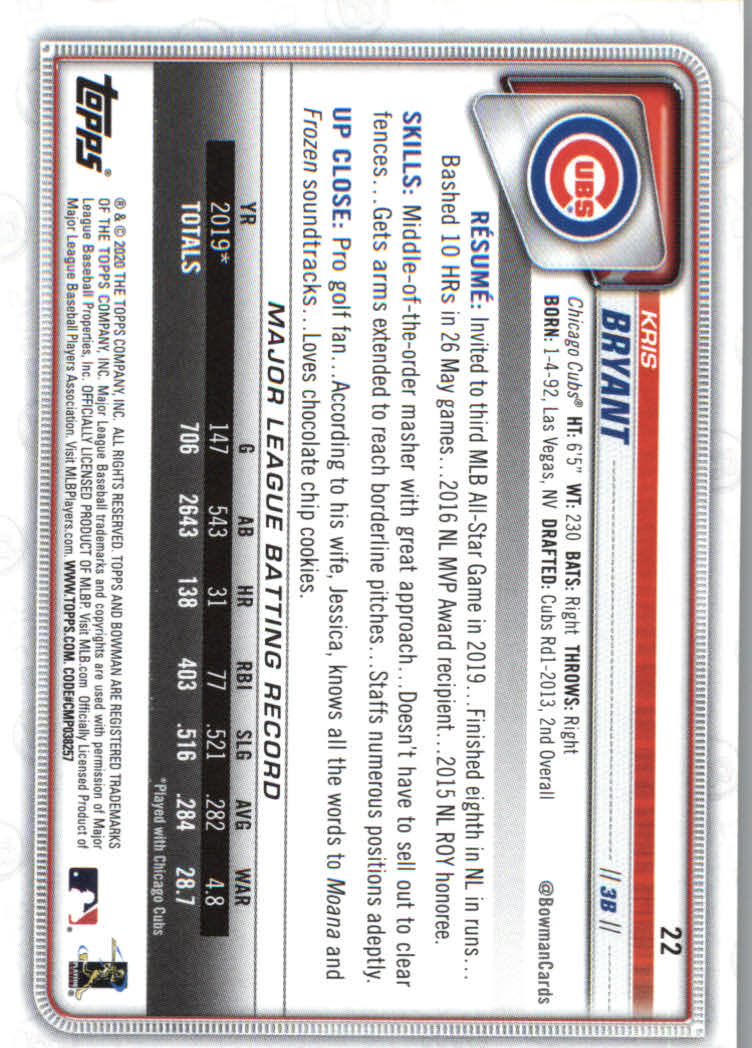 2020 Bowman Baseball (Paper) Part 1 Main Set Cards #1 to #100 Rookies and Vets - Picture 43 of 193