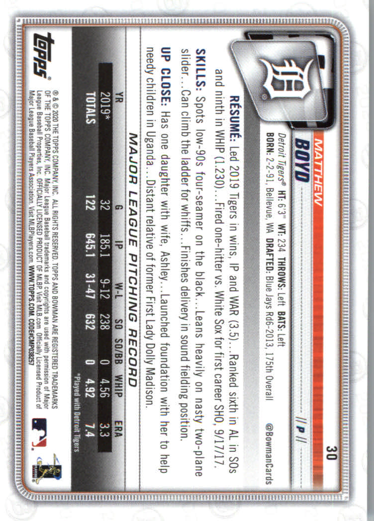 2020 Bowman Baseball (Paper) Part 1 Main Set Cards #1 to #100 Rookies and Vets - Picture 57 of 193