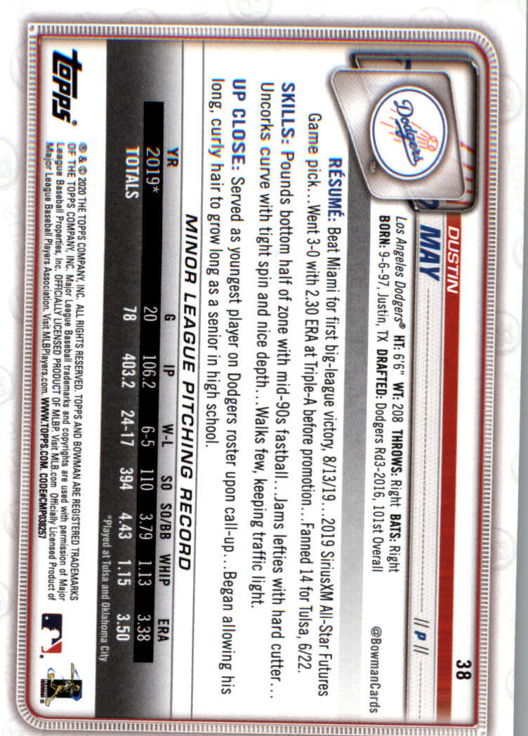 2020 Bowman Baseball (Paper) Part 1 Main Set Cards #1 to #100 Rookies and Vets - Picture 73 of 193