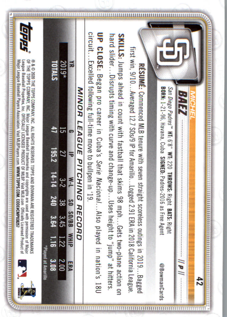 2020 Bowman Baseball (Paper) Part 1 Main Set Cards #1 to #100 Rookies and Vets - Picture 81 of 193