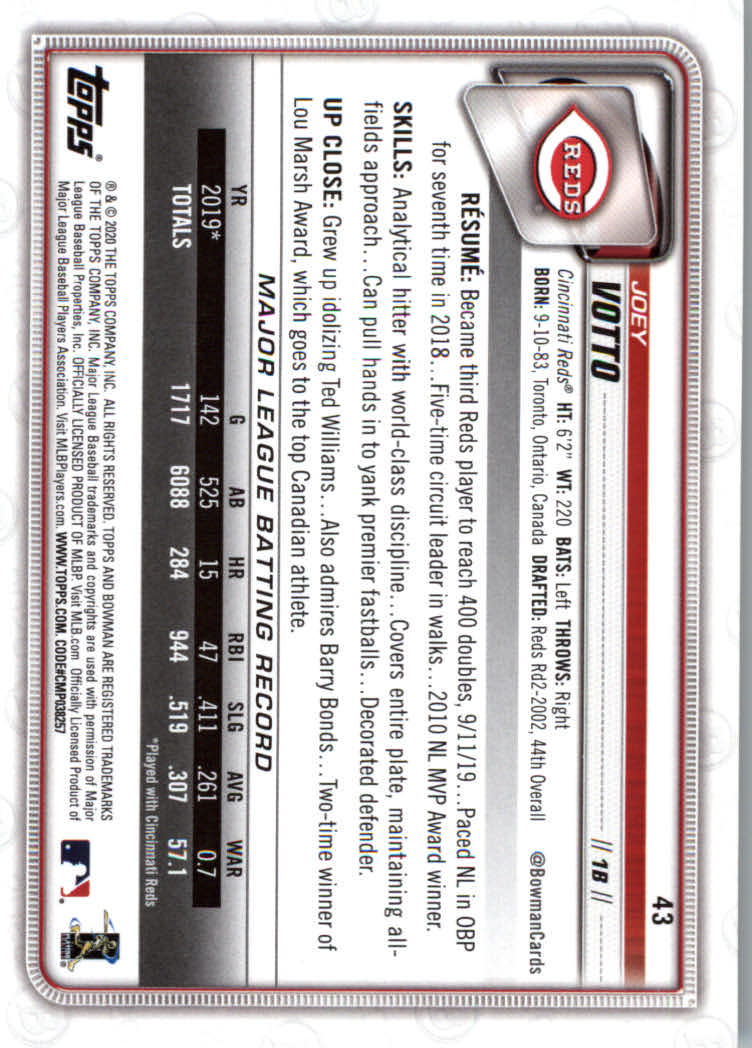 2020 Bowman Baseball (Paper) Part 1 Main Set Cards #1 to #100 Rookies and Vets - Picture 83 of 193