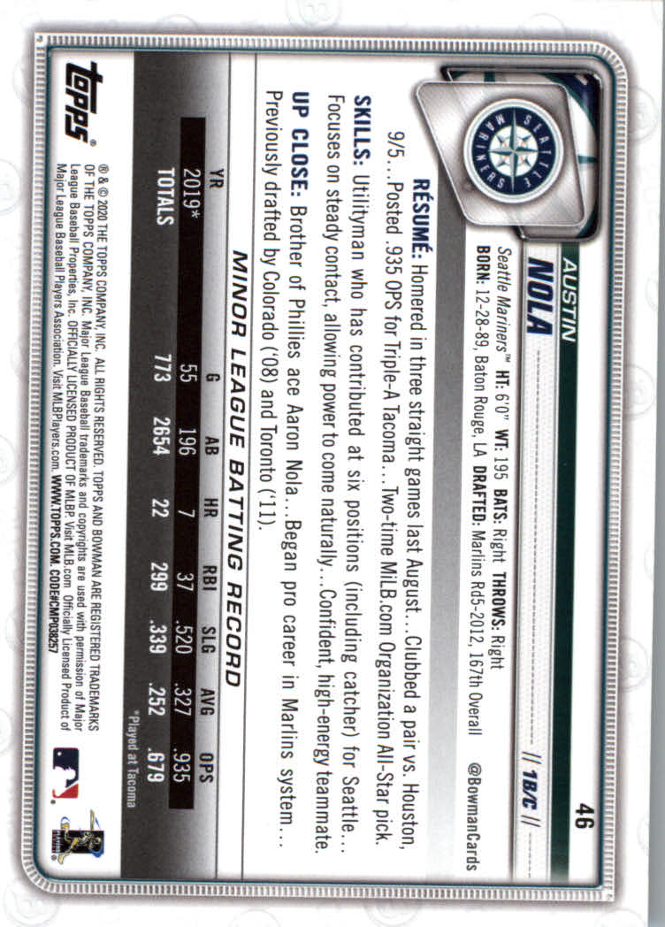 2020 Bowman Baseball (Paper) Part 1 Main Set Cards #1 to #100 Rookies and Vets - Picture 87 of 193