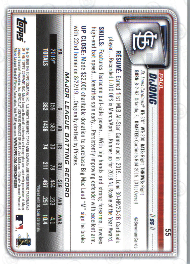 2020 Bowman Baseball (Paper) Part 1 Main Set Cards #1 to #100 Rookies and Vets - Picture 105 of 193