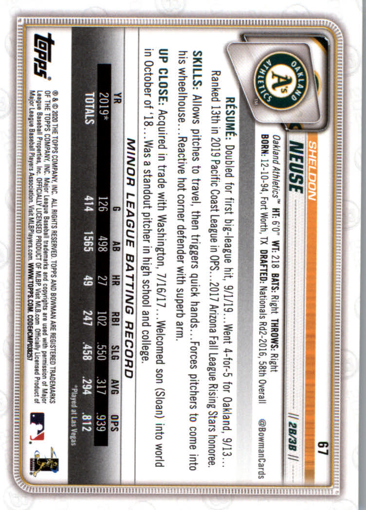 2020 Bowman Baseball (Paper) Part 1 Main Set Cards #1 to #100 Rookies and Vets - Picture 129 of 193