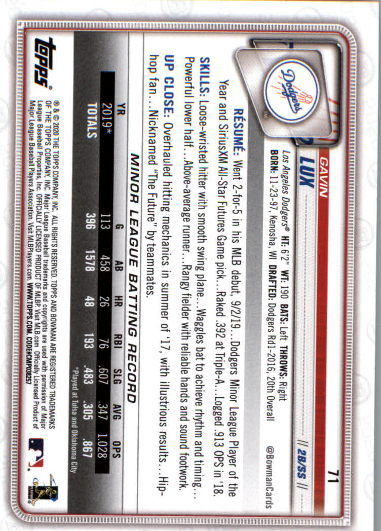 2020 Bowman Baseball (Paper) Part 1 Main Set Cards #1 to #100 Rookies and Vets - Picture 137 of 193