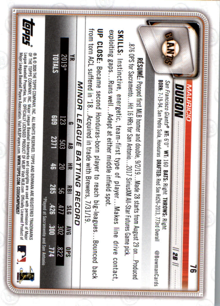 2020 Bowman Baseball (Paper) Part 1 Main Set Cards #1 to #100 Rookies and Vets - Picture 147 of 193