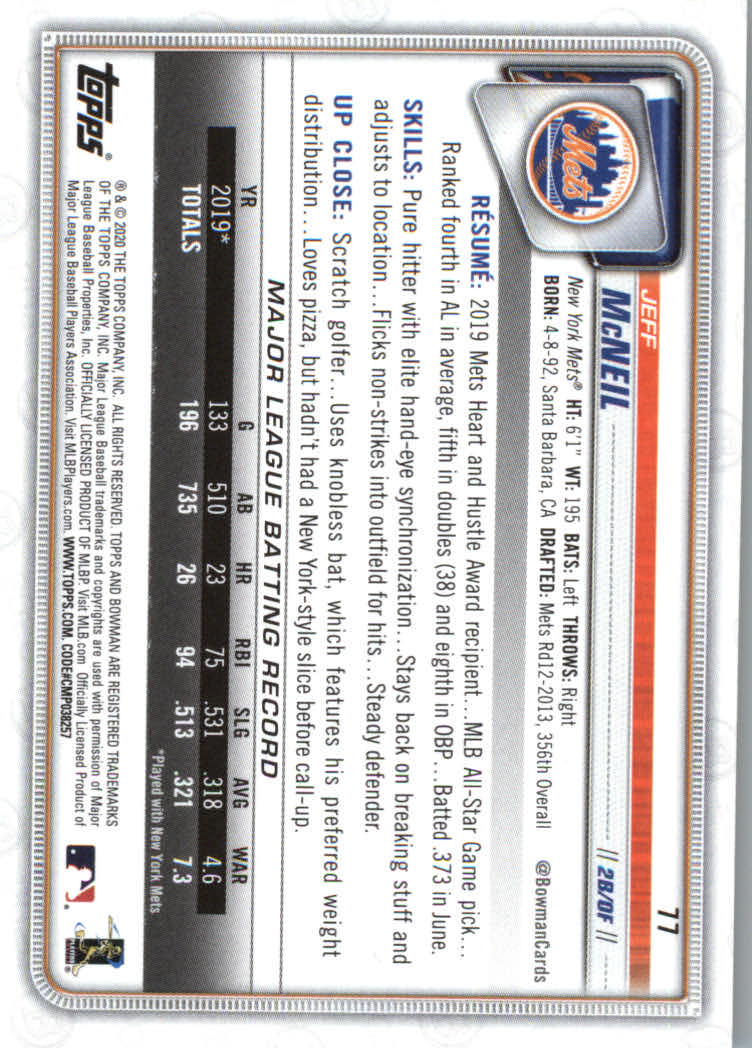 2020 Bowman Baseball (Paper) Part 1 Main Set Cards #1 to #100 Rookies and Vets - Picture 149 of 193