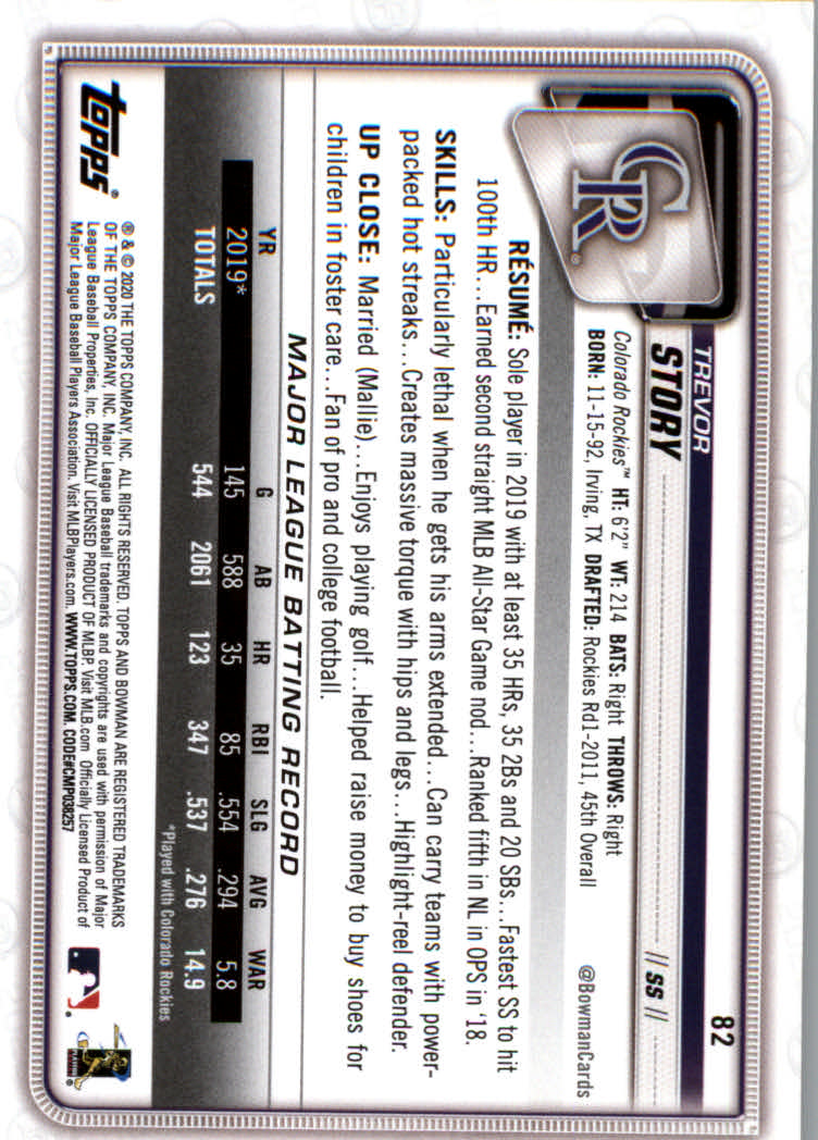 2020 Bowman Baseball (Paper) Part 1 Main Set Cards #1 to #100 Rookies and Vets - Picture 157 of 193