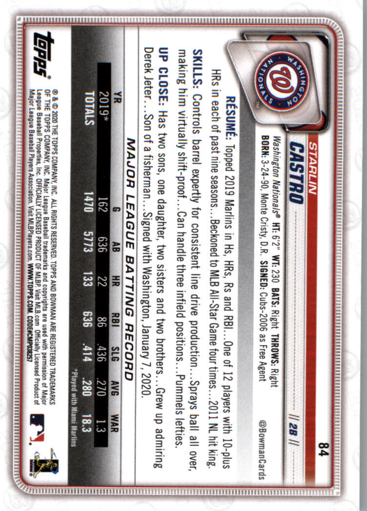 2020 Bowman Baseball (Paper) Part 1 Main Set Cards #1 to #100 Rookies and Vets - Picture 161 of 193