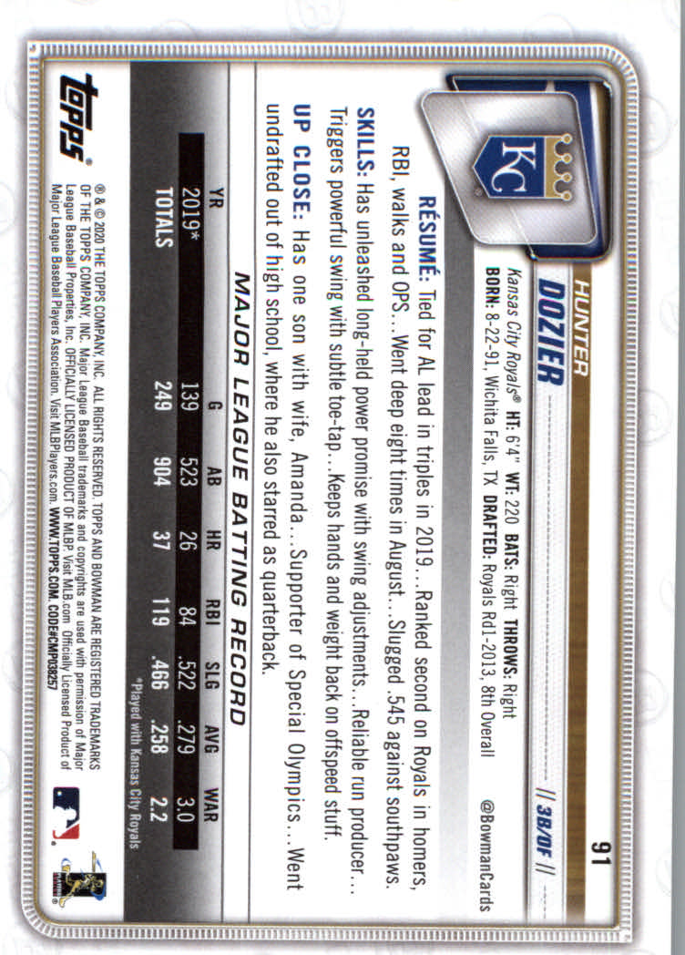 2020 Bowman Baseball (Paper) Part 1 Main Set Cards #1 to #100 Rookies and Vets - Picture 175 of 193