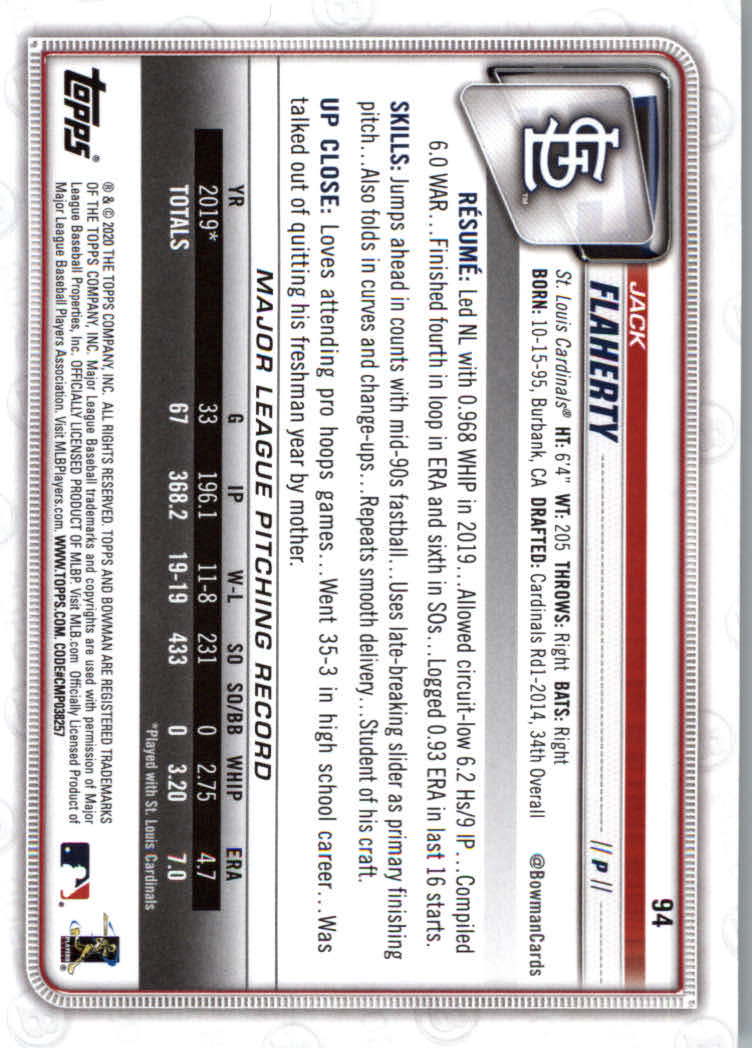 2020 Bowman Baseball (Paper) Part 1 Main Set Cards #1 to #100 Rookies and Vets - Picture 181 of 193
