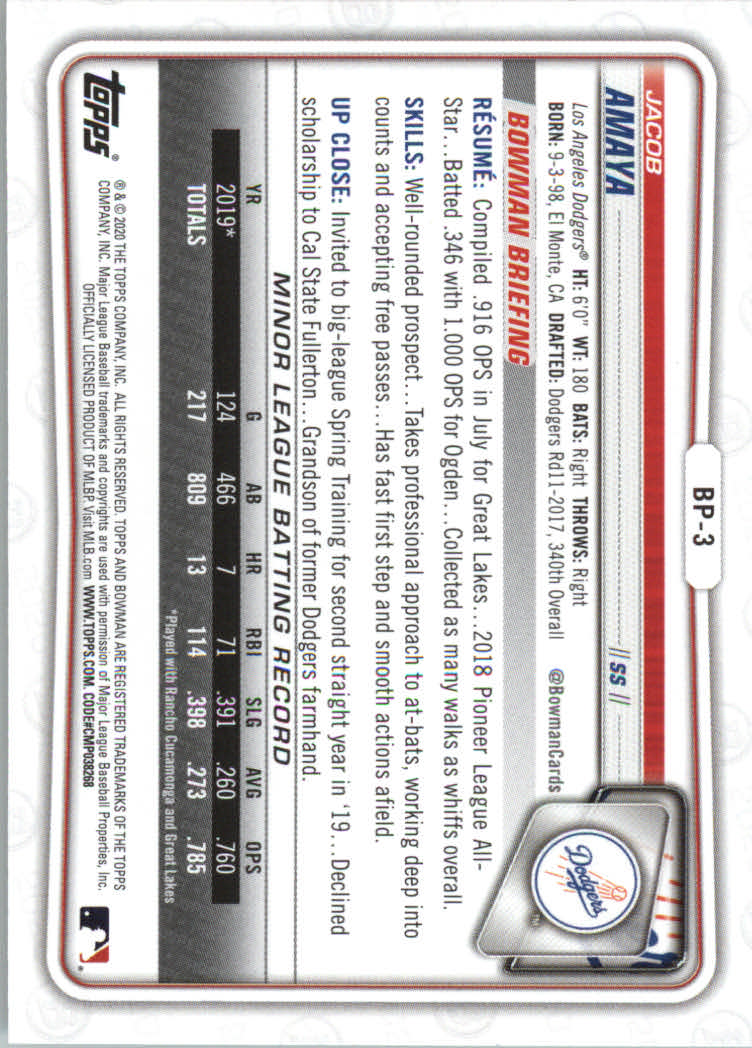 2020 Bowman Baseball (Paper) Part 2 Prospects Cards #BP1 to #BP150 - Picture 7 of 289