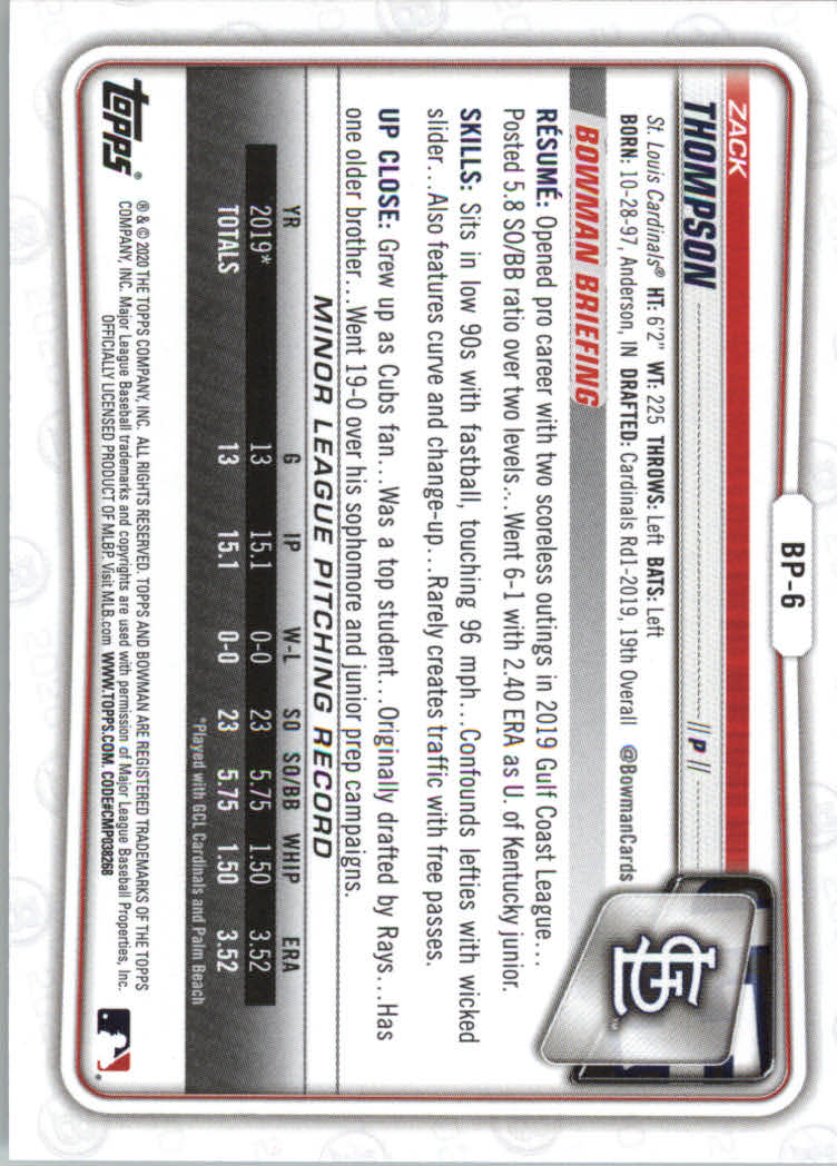 2020 Bowman Baseball (Paper) Part 2 Prospects Cards #BP1 to #BP150 - Picture 13 of 289