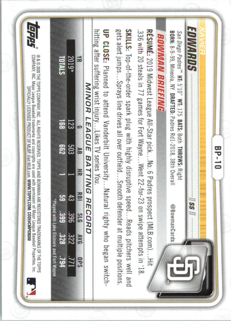 2020 Bowman Baseball (Paper) Part 2 Prospects Cards #BP1 to #BP150 - Picture 19 of 289