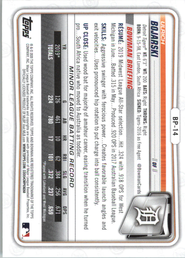 2020 Bowman Baseball (Paper) Part 2 Prospects Cards #BP1 to #BP150 - Picture 27 of 289