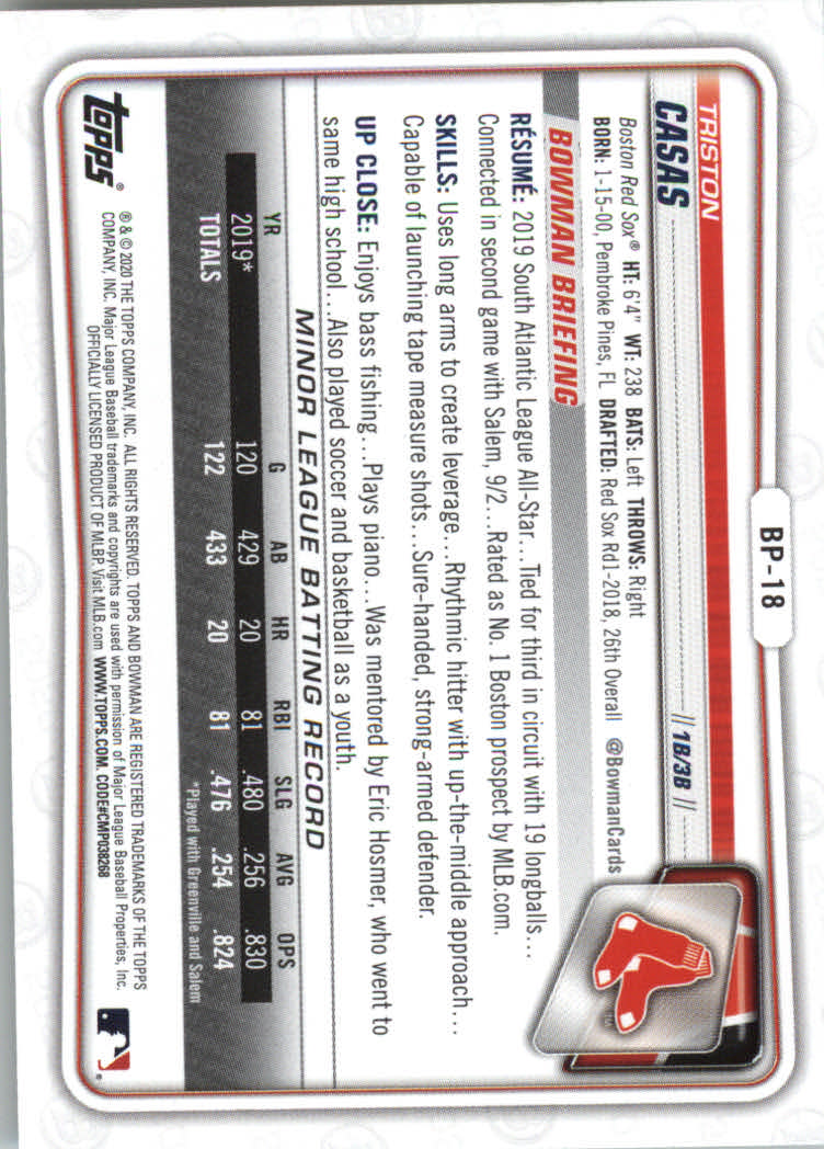 2020 Bowman Baseball (Paper) Part 2 Prospects Cards #BP1 to #BP150 - Picture 35 of 289